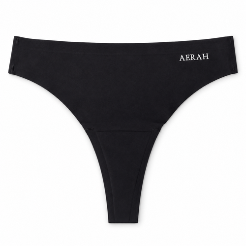 AERAH Active Bonded Thong — Black, front view